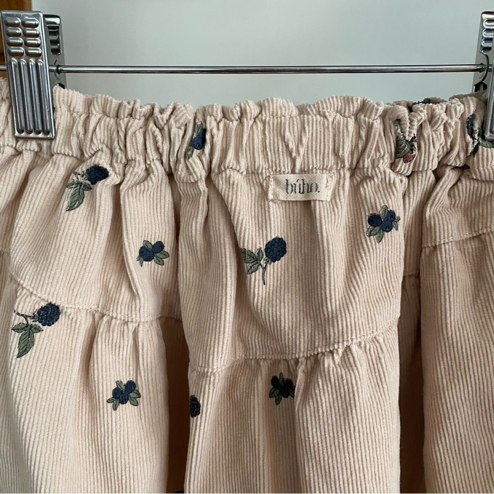 BÚHO Milleraies Fruit Floral Print Corduroy Skirt Macadamia Vanilla - Picture 11 of 14